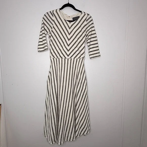 Anthropologie Sunday In Brooklyn‎ Women's Size S Striped Fit & Flare Midi Dress - Picture 3 of 12